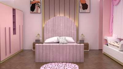 When pink is the only colour in client's mind... 
Girl bedroom design 
 #girlsbedroom  #WallDecors  #wallpaperindia  #WoodenFlooring  #curtainsdesign  #curtains  #rugs