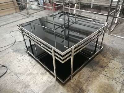 3x3 stainless steel table with glass top centre table