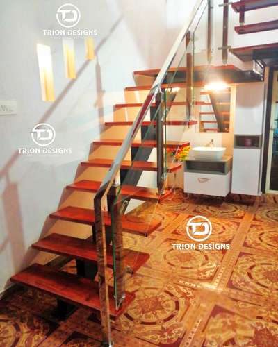 ready made stair case with glass handrail #GlassHandRailStaircase  #Architectural&Interior #InteriorDesigner #kolopost #koloapp #StaircaseDecors #StaircaseDecors #LShapedStaircase