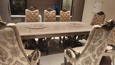 Royal dinning table with 8 chairs set size 7 by 4 with premium quality material and finishing @ 3 lakh including all for more details please contact me thank you 😊 #royal  #dinning_set