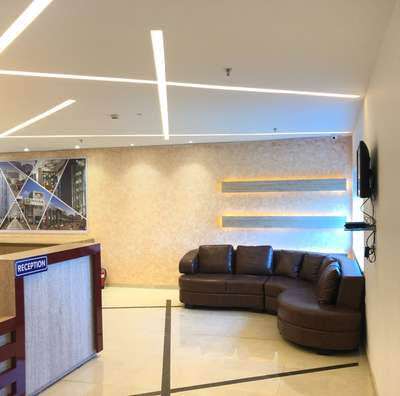Executed In Noida  #Office  #reception #FalseCeiling #MarbleFlooring #profilelight_