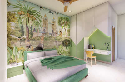 Kids bedroom design
with animal theme wallpaper and texture 
#architect  #InteriorDesigner #wallpaper #interior #interiordecor #wallpapertheme
#themedesign