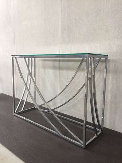 stainless steel table with glass