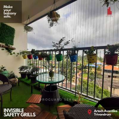 Today Invisible Grills are the best modern solution for high rise buildings for safety concerns and aesthetic appeal.
We are using high grade Stainless Steel 316 wire ropes to make lines vertically across the balcony. It gives high load capacity and weather proof at our climate. It also provide protection from pigeon problems that every one suffers living in apartments.

#invisiblegrills
#invisiblesafetygrill
#proguardservices 
#BalconyIdeas 
#BalconyGrills 
#InteriorDesigner 
#architecturedesigns 
#kochihomeinteriordesigners