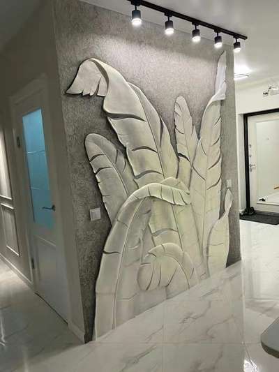 3D wall clay mural leaf   #WallDesigns  #mural  #art   #arts  #MasterBedroom #leavingroom  #InteriorDesigner  #WallPainting  #WallPutty