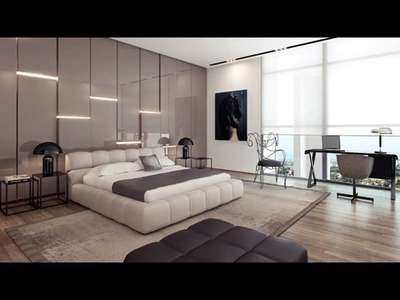 Fancy bed room with Glass wall