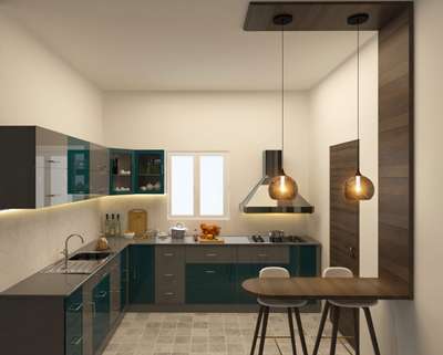 Modular L shaped kitchen design.
 #ModularKitchen  #OpenKitchen   #residence  #KitchenInterior