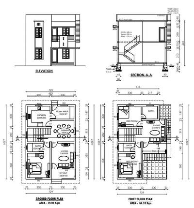 Small 3 bhk house plan. Just 4 cent Land.
