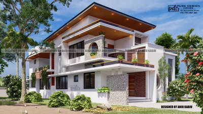 Modern Style Exterior 3d Design Of a 3000 sqft 4 Bedroom House Design For Mr. pramod sir and familyðŸ˜Š #home3ddesigns #3delevationhome #3000sqftHouse #4BHKPlans #premium #homedesignkerala #HouseDesigns #best_architect #Best_designers 

*Ground floor*
*sitout
*office room
*Double height Family Living
*Double Height Courtyard Unit connecting All Rooms
* 2 bedrooms with attached bathrooms
*dining room
*kitchen & Work area.

*First Floor*
*2bedrooms with attached bathrooms
*Living room
*study unit
*Open terrace With staircase to upper floor terrace.

(Plan prepared by another architect so we cant share it... Hope u understand )

Hope U likeâ�¤ï¸�