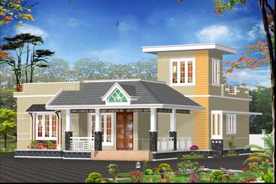 #HouseDesigns
#MyDesigns
#Simple- Small House

Style :- Colonial + Contemporary mix

Location :- Wadakkancherry

Area:- 978 Sqft

Sitout, Living, Dining, Kitchen, Work Area, Stair Area, Two Bath attached Bedrooms.