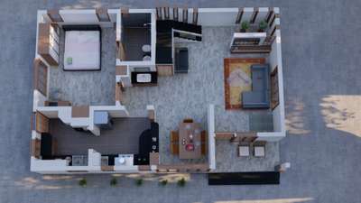 3D Floor Plan of Proposed Two Storey villa  @ Ernakulam