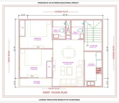 27-6 x 21 -9 house plan  #FloorPlans  #2BHKHouse  #2BHKPlans