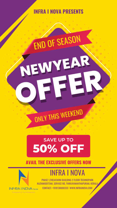 Get Upto 50% Off On Our Services ..
New Year Exclusive Offer..
#infrainova
#newyear
#newyear2023gift