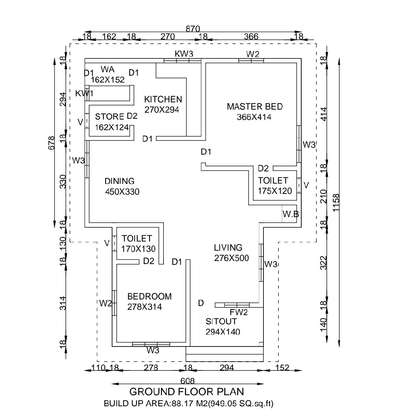 #950 sqft house plan #2BHKHouse  #2DPlans
