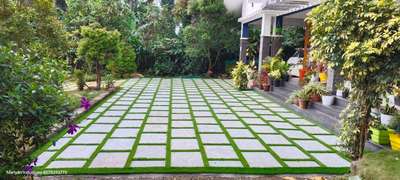 Banglore stone with artificial grass, full work setting -150 /sqft -50"mm thickness