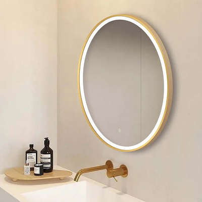 Elevate your space with our stunning Golden Metal Framed LED Mirrors. Illuminate your reflection in style with integrated LED lighting, adding a touch of glamour to your daily routine. #LED_Sensor_Mirror  #GlassMirror  #mirrorwall  #bathroommirror  #metalframedecorative  #BedroomDecor