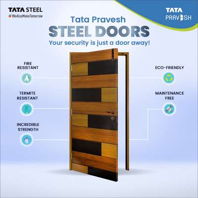 Get Tata Pravesh Steel Doors Now
Your security is just a door away!

Fire Resistant 
Termite Resistant 
Incredible Strength 
Eco-Friendly
Maintenance Free

#Tatapravesh  #Tatasteel  #wealsomaketomorrow  #steeldoors  #Tata  #beststeeldoors  #beststeeldoor #beststeeldoorinkerala