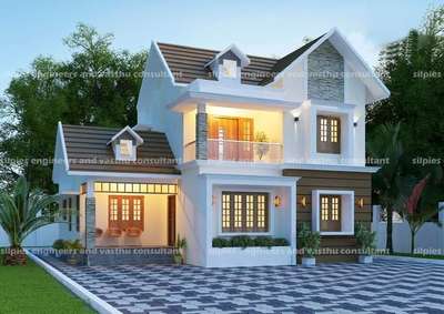 #Proposed Design at  #Manjeri ,  #Malappuram #
 GROUND FLOOR :
      SIT OUT
      LIVING
      DINING
      BED ROOMS -2 With attached toilet
      COURT YARD
      KITCHEN
      STORE
      WORK AREA
 FIRST FLOOR :
      UPPER LIVING
      BALCONY
      BED ROOM - with attached toilet