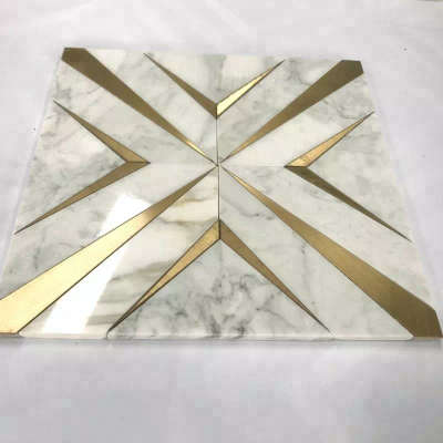 marble brass inlay work tile