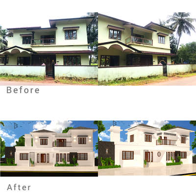Before after change .. Renovation project Design..

#koloapp 
#exterior
#Architectural&Interior 
#blanc_designstudio 
#Kannur #3dmodeling