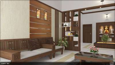 LIVING ROOM & PRAYER AREA  #InteriorDesigner #LivingroomDesigns  #LUXURY_INTERIOR #woodendesign