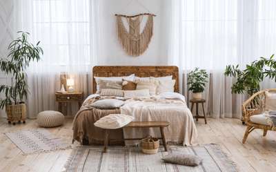 Create your dream cozy boho bedroom with decorative pillows, comfy pouffe and rustic rugs. Decorate your wall with a macrame boho wall art. Add plants to give a touch of green to the woods and whites.
#interior #decor #ideas #home #interiordesign #indian #colourful #decorshopping