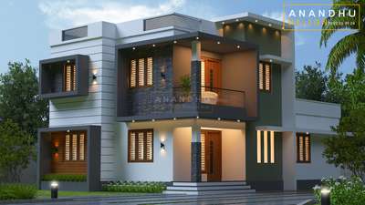 New one. Contemporary house Design. Total area 1332 sqft. 3 BHK.