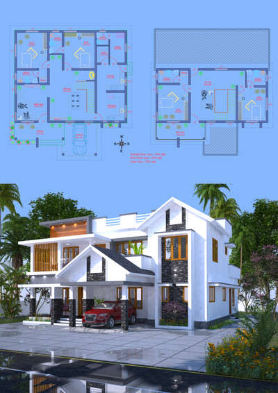 #HouseDesigns #KeralaStyleHouse  #2DPlans  #4BHKPlans  #3D  #2900sqfthouse  #3delivation #3delevationhome  #modernhome #moderndesign