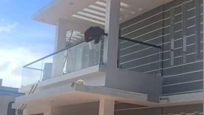balcony glass handrails black series toprail work...