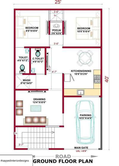 25'X40' Floor plan // 2BHK House ₹₹₹  #sayyedinteriordesigner  #25x40houseplan  #FloorPlans
