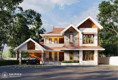 #Proposed Residence at Manjeri# 
Area : 2530 Sqft
Style: Traditional 
Ground Floor
- Sit out
- Living
- Dining 
- Prayer hall
- 2 Bed with attached Toilet
- Kitchen 
- Work area
First Floor
- Upper living 
- Balcony 
- 2 Bed with attached Toilet
