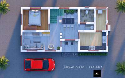 1BHK HOUSE PLAN  #ElevationHome #veed #trendingdesign #1BHKPlans #KeralaStyleHouse