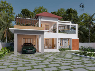 Exterior 3D Elevation 
sqft:2300
client: vibin Kumar

# Exterior # renovation #kerala #kollam #budget #NEW_PATTERN #exteriordesigns #ElevationHome #KeralaStyleHouse #khd