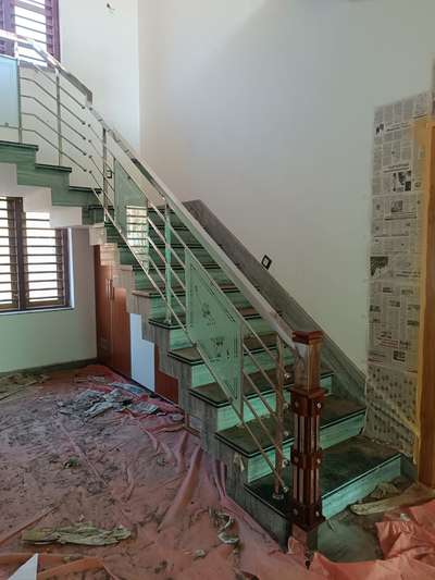 glass and stainless steel handrail work #GlassHandRailStaircase  #StaircaseHandRail  #stainless-steel