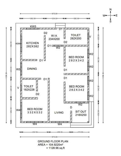East facing single floor residential Building. Designed according to vastu. 1rupee for a sq.ft