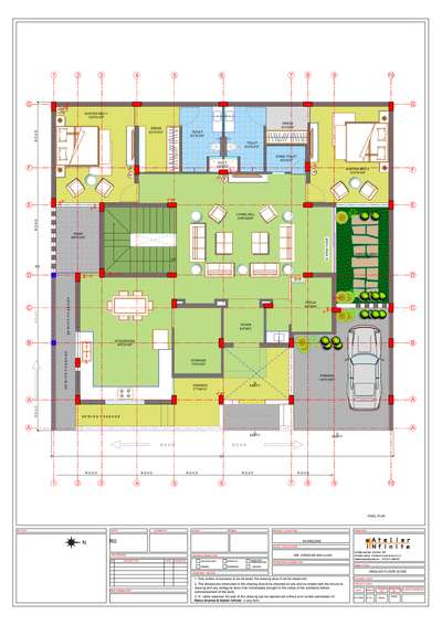 ground floor 50x52 east facing ground floor 
designed by ATELIER INFINITE 
 #HouseDesigns #houseplan #50x50 #architecturedesigns #Architectural&nterior #Architectural&Interior #InteriorDesigner