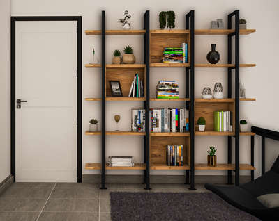 #wall_shelves  #Architectural&Interior  #squaretube  #woodenshelf #booksshelf
