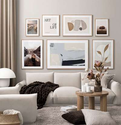 To compose this wabi-sabi style living room you will need a cream sofa with matching cushions, a wooden round table and lots of art frames. Rugs, throw blankets and baskets in warm shades of ivory,biege and brown gives an earthy tone to your room.
#interior #decor #ideas #home #interiordesign #indian #colourful #decorshopping