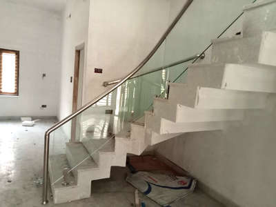 steel and glass bending railing