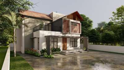 Proposed residential project at Koduvally #exteriordesigns #KeralaStyleHouse #sloperoof