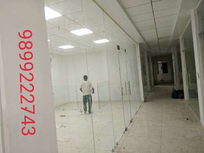 false ceiling and toughened glass partition