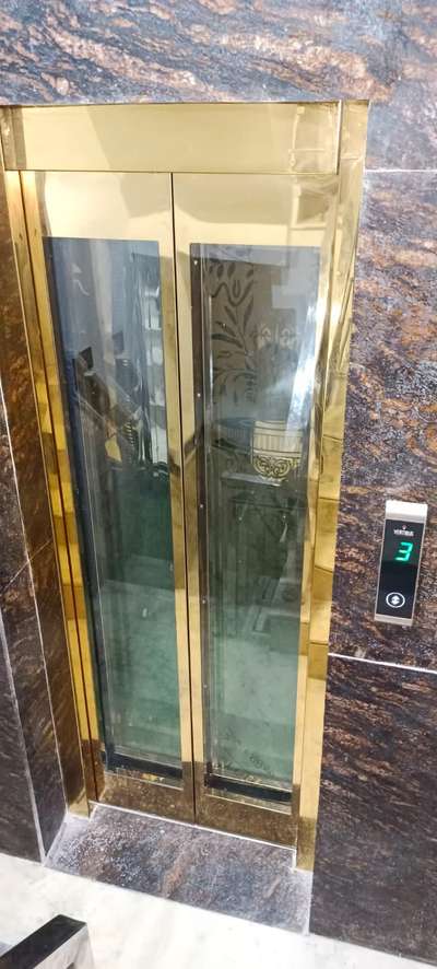 Elevator glass door rose gold finish