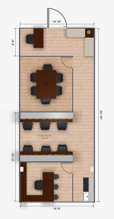 Layout plan for a 500 sq. ft. office for a client. The office has space for a boss cabin, 6 staff, 6-seater conference table, reception, waiting area and a small pantry.
Contact us to get your layout designed.
#2DPlans #FloorPlans #InteriorDesigner #interiorcontractors