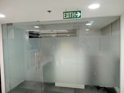 frosted glass film with cutting strip design and exit sign