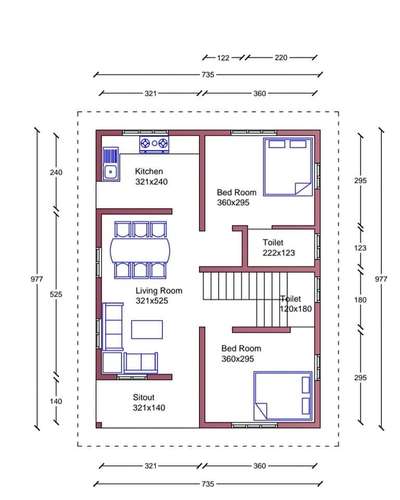 2 Bedroom House Plan 
 #HouseDesigns  #FloorPlans  #houseplanning  #freeplan  #keralaplanners  #KeralaStyleHouse  #Contractor  #Interior_Work