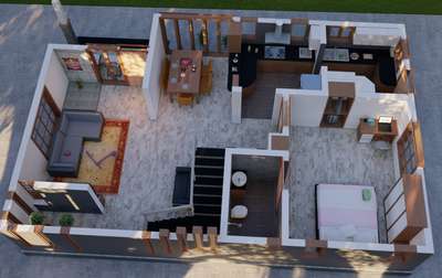 3D Floor Plan of Single storey villa