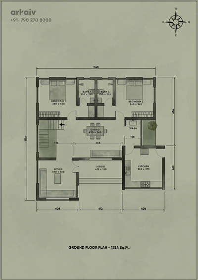 Ground Floor Plan - 1324 Sqft.

 #floorplan  #FloorPlans  #groundfloorplan  #houseplan  #keralaplanners  #keralahouseplans