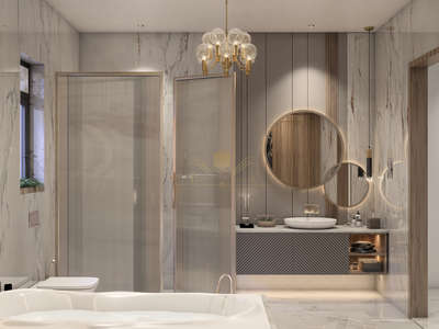 Modern luxury bathroom design!!
#BathroomDesigns #BathroomIdeas #luxurybathrooms #modernbathroom #marbleshower #goldfinish #flutedglass #vanitydesigns #bathroomvanity #BathroomRenovation