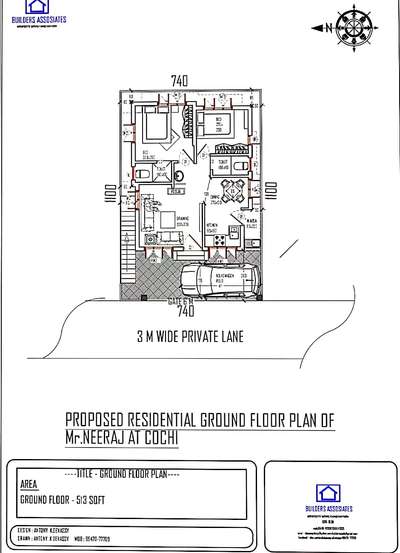 2 cent plot
550 sqft residential building
ground floor plan