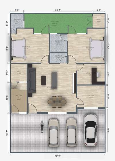 60x40 floor layout designed for a client in Jaipur for a turnkey project of construction and interior.
The layout includes 2 large bedrooms with attached bathrooms, 1 common bathroom, Mandir room, Study/office room, Servant room, Kitchen, Drawing & dining and garage to park 3 cars and scooter.
Contact us to get your layout designed.
 #FloorPlans #2DPlans #InteriorDesigner